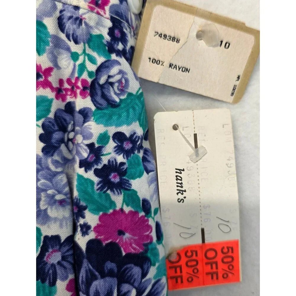 Vintage Lombardi Inc. Floral Maxi Skirt 10 Blue Deadstock Cottagecore Romantic
